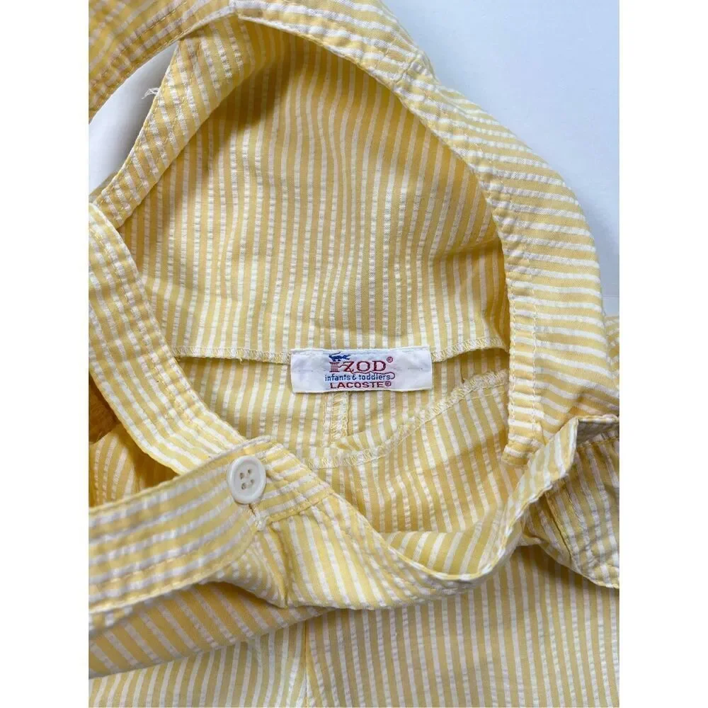 Vintage Izod Lacoste Infant Toddler Seersucker Romper Crocodile Logo Size 2T - Picture 4 of 8